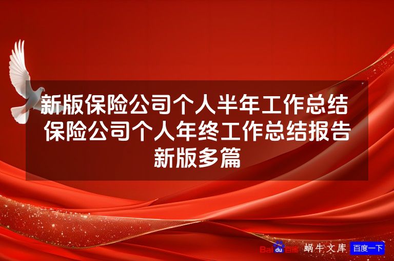 新版保险公司个人半年工作总结 保险公司个人年终工作总结报告新版多篇