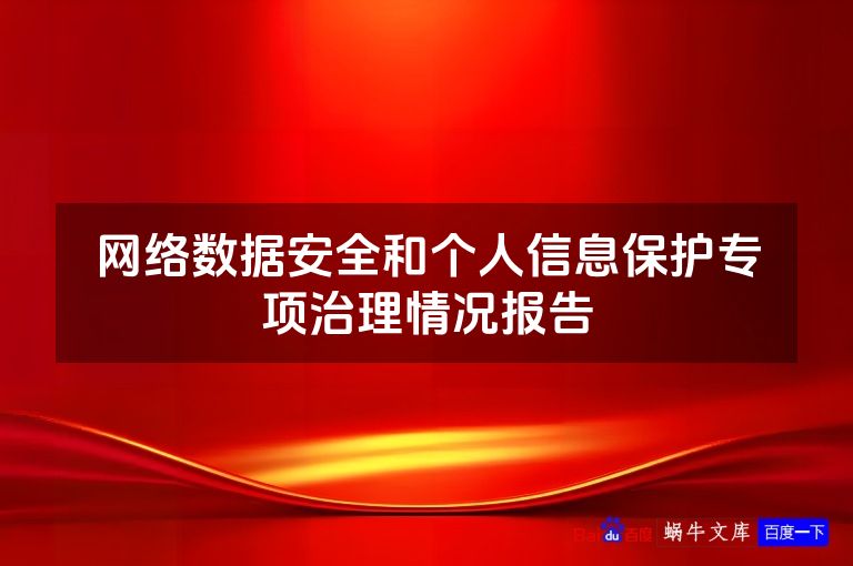网络数据安全和个人信息保护专项治理情况报告