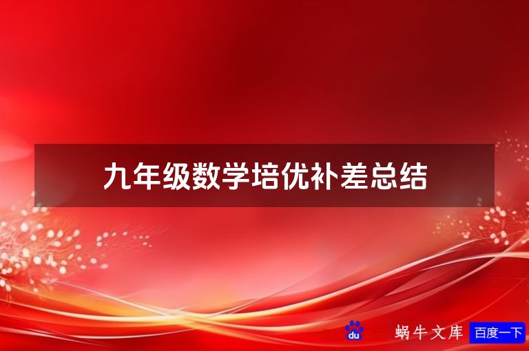 九年级数学培优补差总结