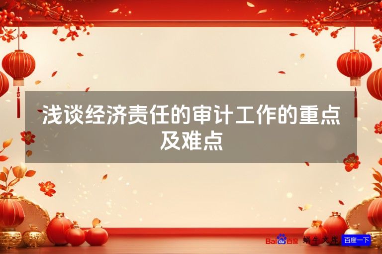 浅谈经济责任的审计工作的重点及难点