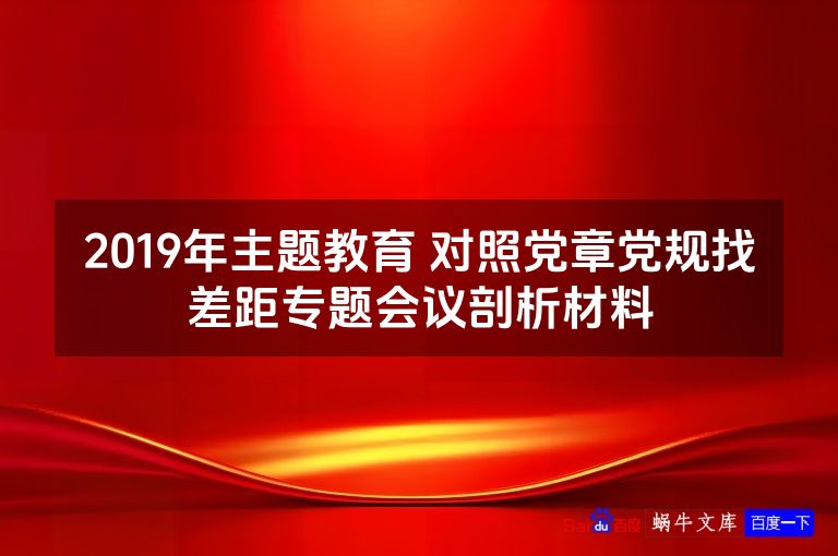 2019年主题教育 对照党章党规找差距专题会议剖析材料