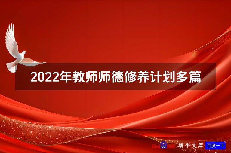 2022年教师师德修养计划多篇