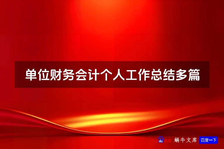 单位财务会计个人工作总结多篇