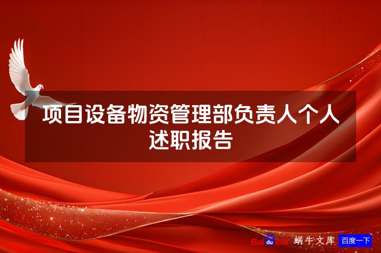 项目设备物资管理部负责人个人述职报告