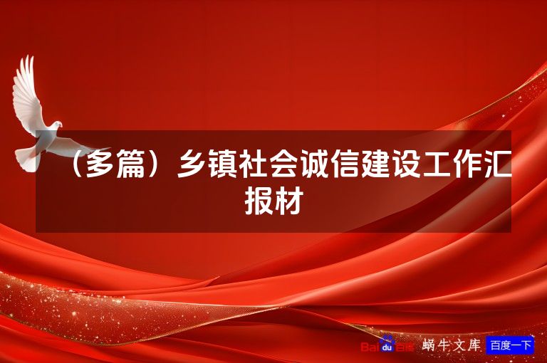 (多篇)乡镇社会诚信建设工作汇报材