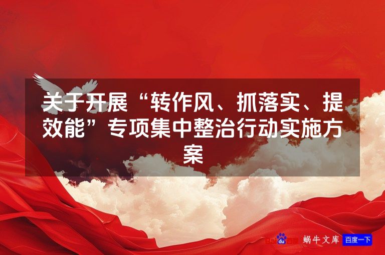 关于开展“转作风、抓落实、提效能”专项集中整治行动实施方案