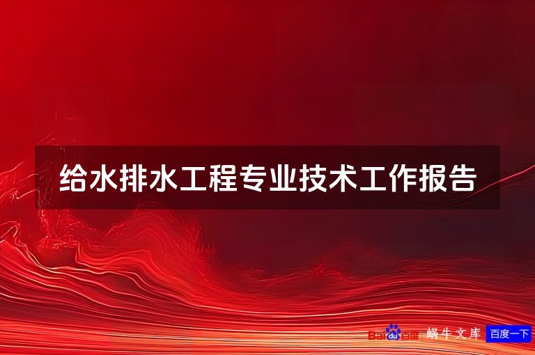 给水排水工程专业技术工作报告