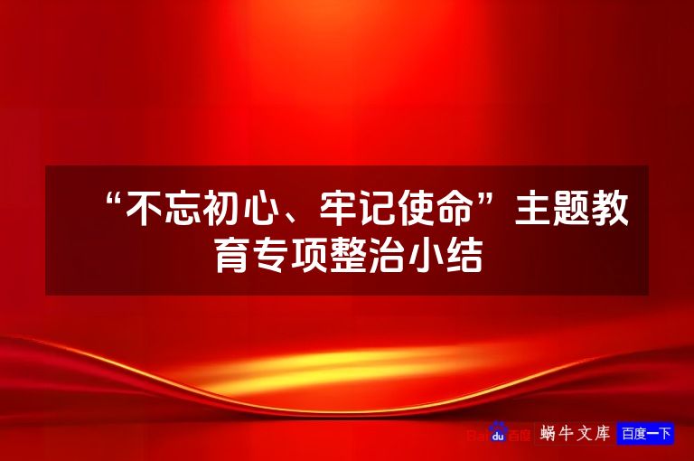 “不忘初心、牢记使命”主题教育专项整治小结