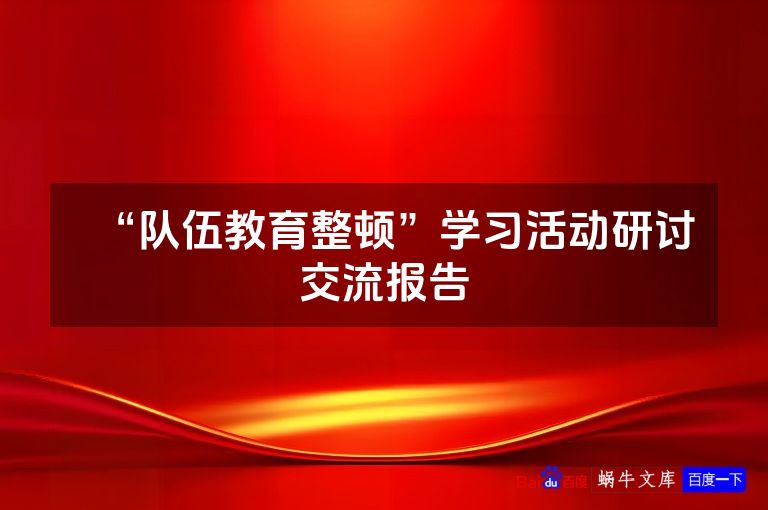 “队伍教育整顿”学习活动研讨交流报告