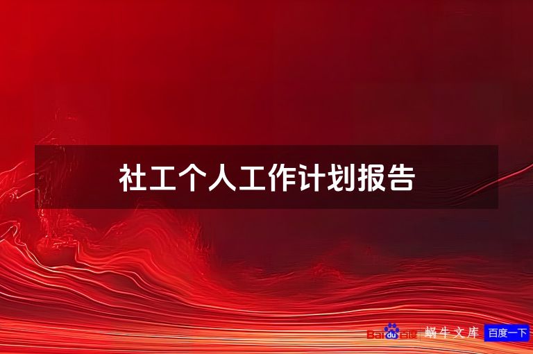 社工个人工作计划报告