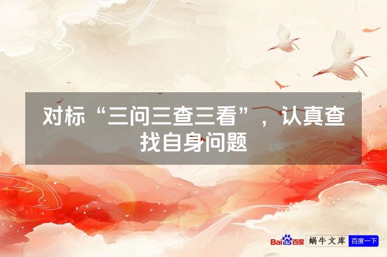 对标“三问三查三看”，认真查找自身问题