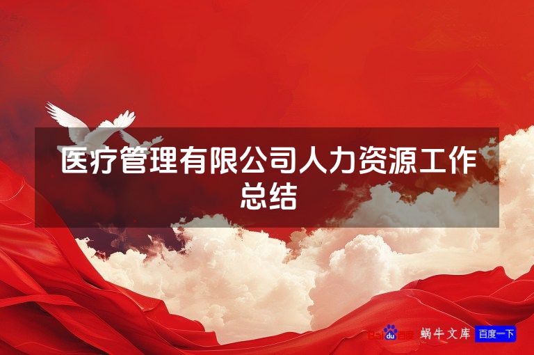 医疗管理有限公司人力资源工作总结