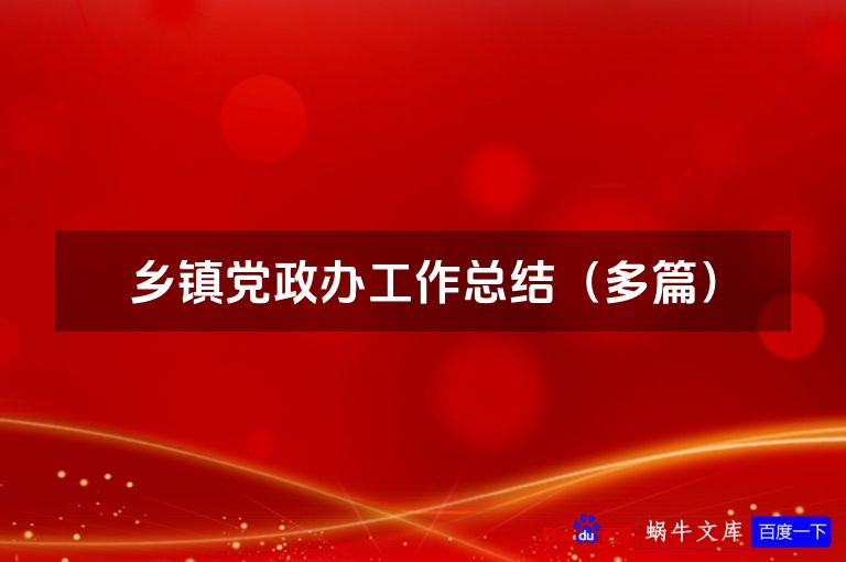 乡镇党政办工作总结（多篇）