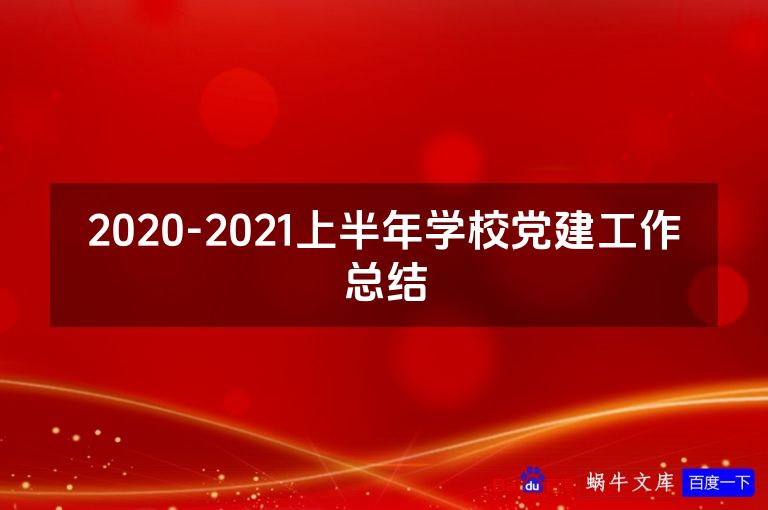 2020-2021上半年学校党建工作总结