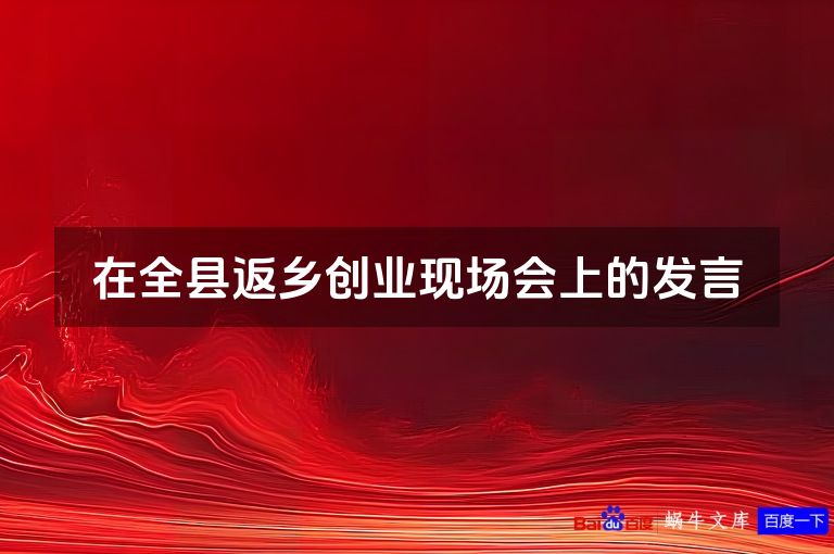 在全县返乡创业现场会上的发言