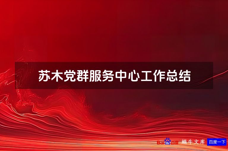 苏木党群服务中心工作总结