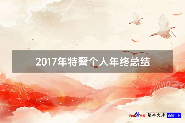 2017年特警个人年终总结