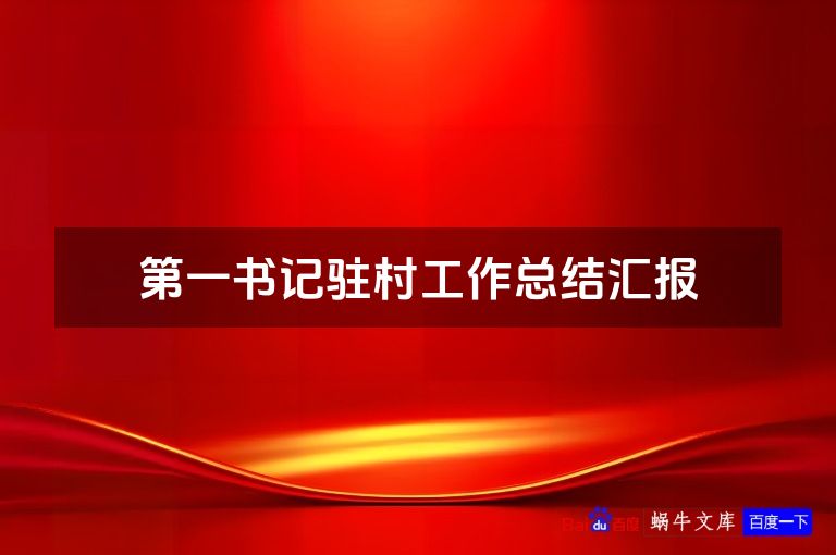第一书记驻村工作总结汇报