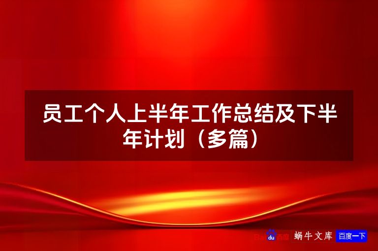 员工个人上半年工作总结及下半年计划(多篇)
