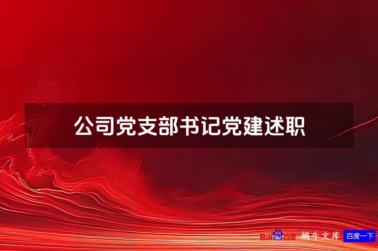 公司党支部书记党建述职