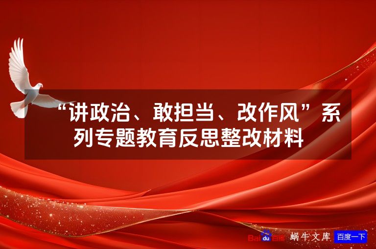“讲政治、敢担当、改作风”系列专题教育反思整改材料