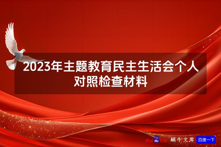 2023年主题教育民主生活会个人对照检查材料