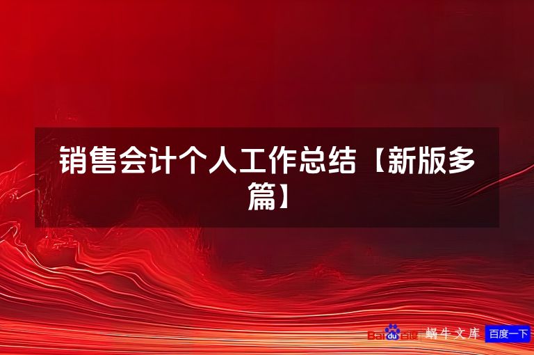 销售会计个人工作总结【新版多篇】