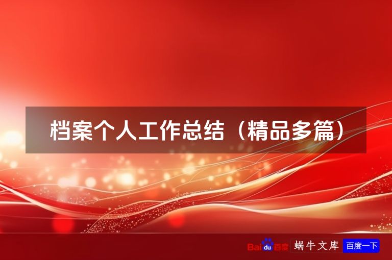 档案个人工作总结（精品多篇）
