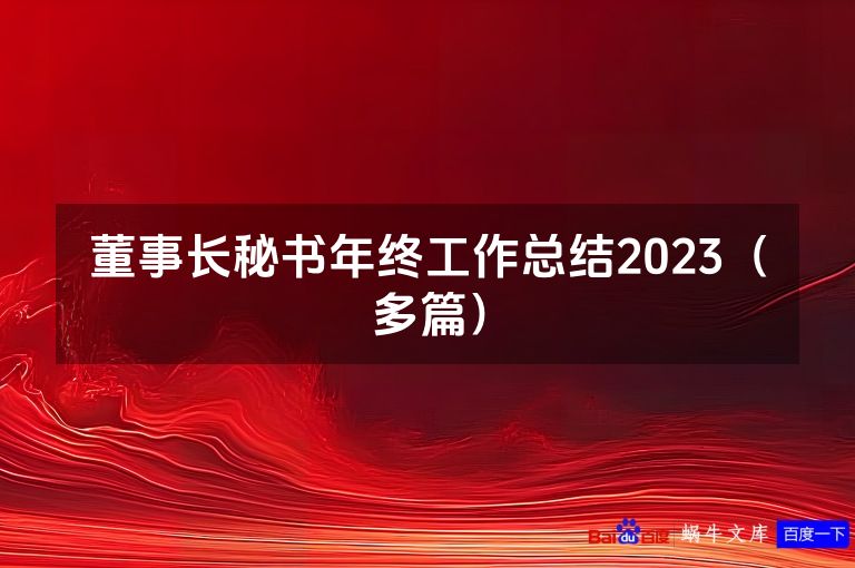 董事长秘书年终工作总结2023（多篇）