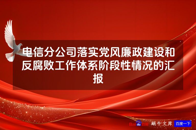 电信分公司落实党风廉政建设和反腐败工作体系阶段性情况的汇报