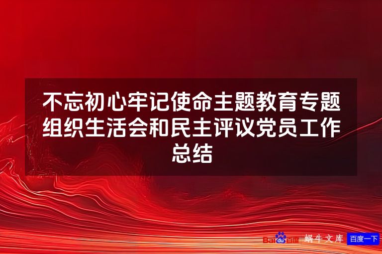 不忘初心牢记使命主题教育专题组织生活会和民主评议党员工作总结