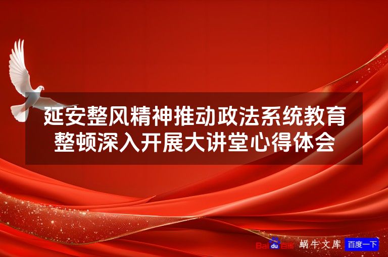 延安整风精神推动政法系统教育整顿深入开展大讲堂心得体会