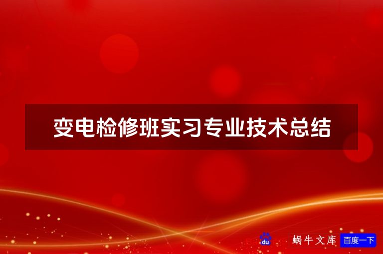 变电检修班实习专业技术总结
