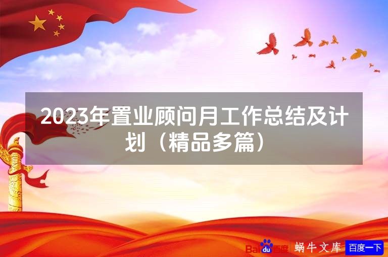 2023年置业顾问月工作总结及计划（精品多篇）
