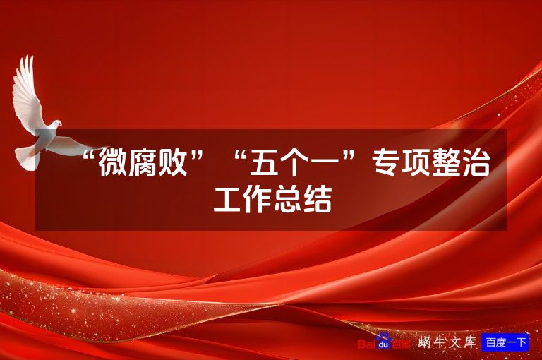 “微腐败”“五个一”专项整治工作总结