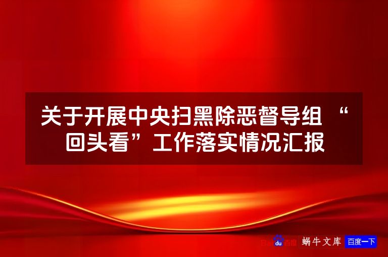 关于开展中央扫黑除恶督导组 “回头看”工作落实情况汇报