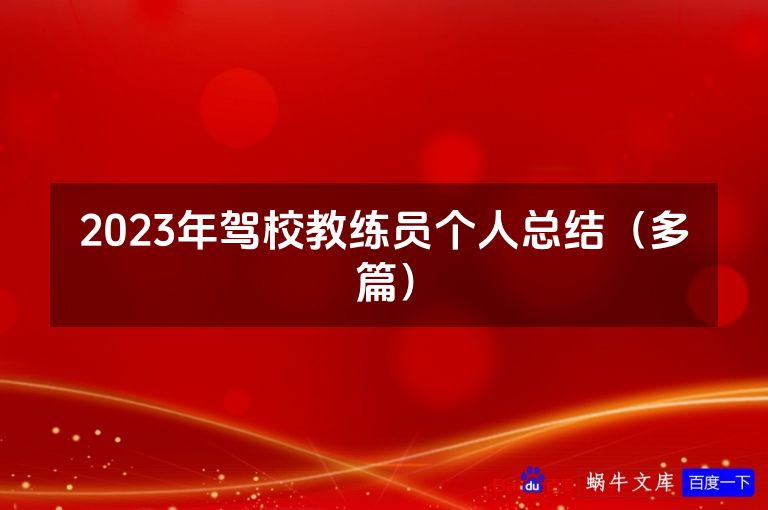 2023年驾校教练员个人总结（多篇）