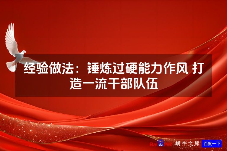 经验做法：锤炼过硬能力作风 打造一流干部队伍