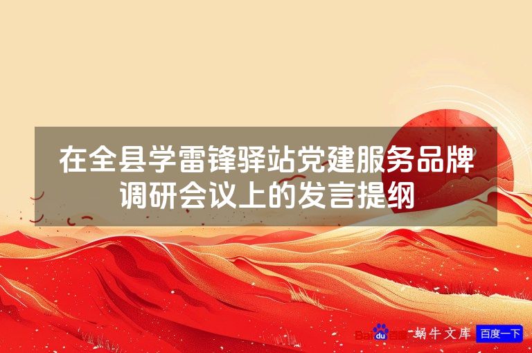 在全县学雷锋驿站党建服务品牌调研会议上的发言提纲