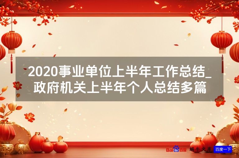 2020事业单位上半年工作总结_政府机关上半年个人总结多篇