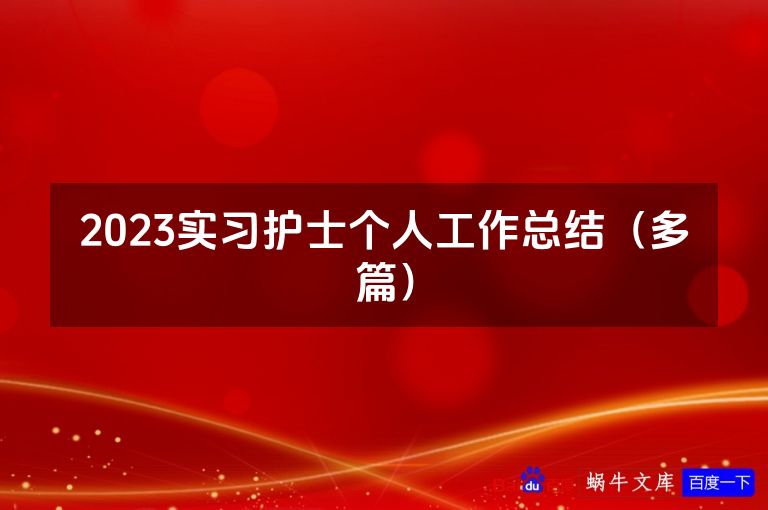 2023实习护士个人工作总结(多篇)