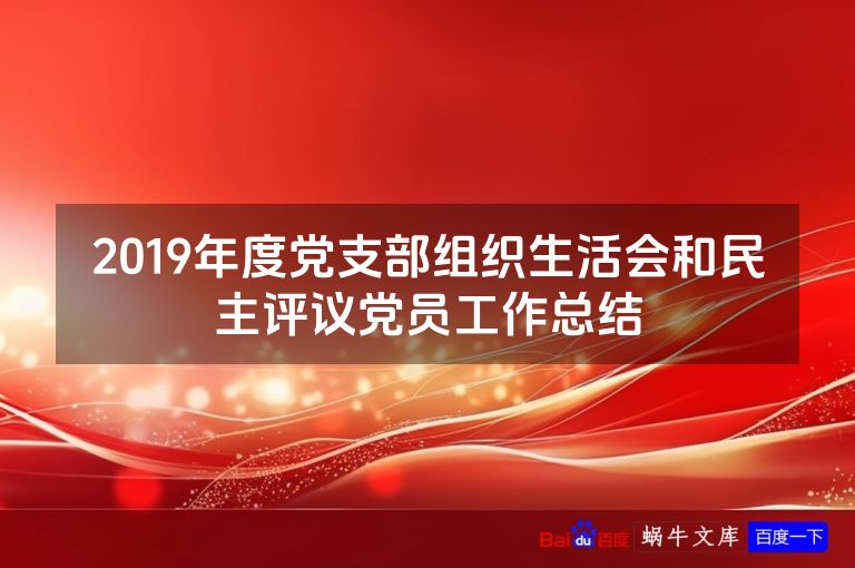 2019年度党支部组织生活会和民主评议党员工作总结
