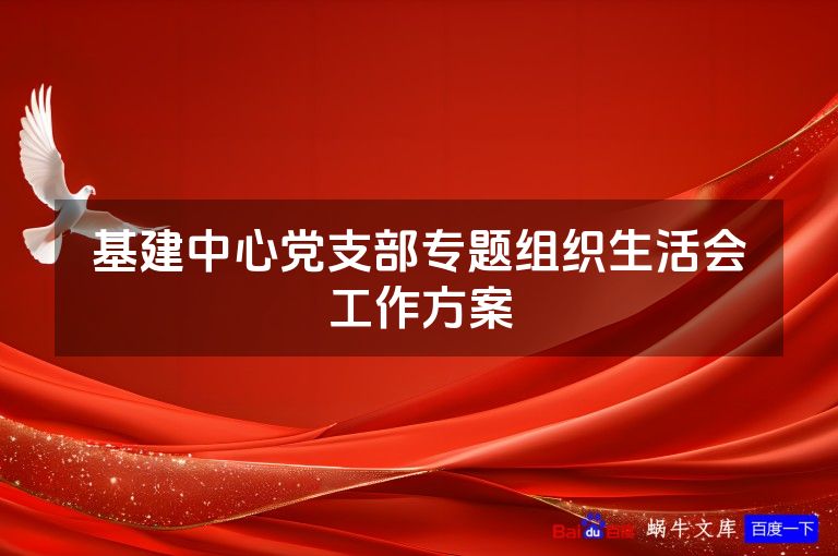 基建中心党支部专题组织生活会工作方案