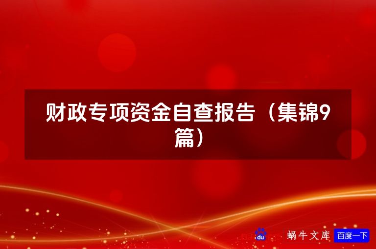 财政专项资金自查报告（集锦9篇）