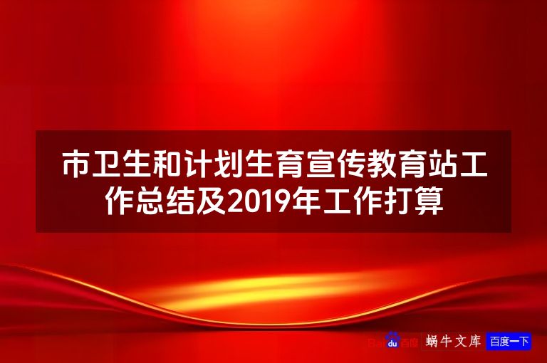 市卫生和计划生育宣传教育站工作总结及2019年工作打算
