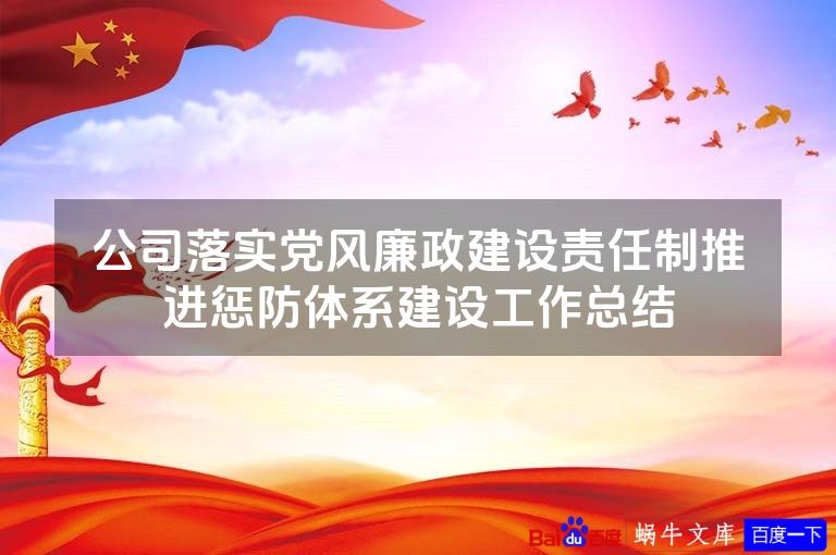公司落实党风廉政建设责任制推进惩防体系建设工作总结