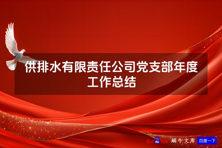 供排水有限责任公司党支部年度工作总结