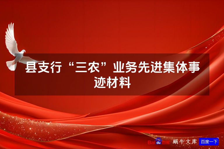 县支行“三农”业务先进集体事迹材料