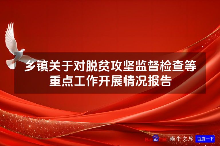 乡镇关于对脱贫攻坚监督检查等重点工作开展情况报告