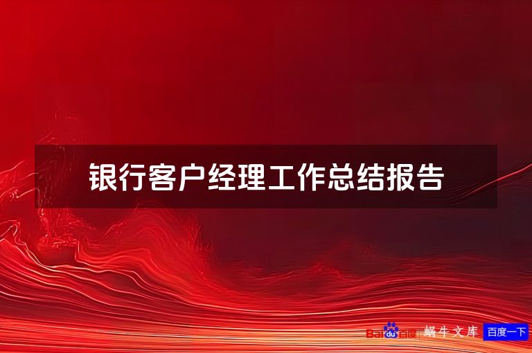 银行客户经理工作总结报告